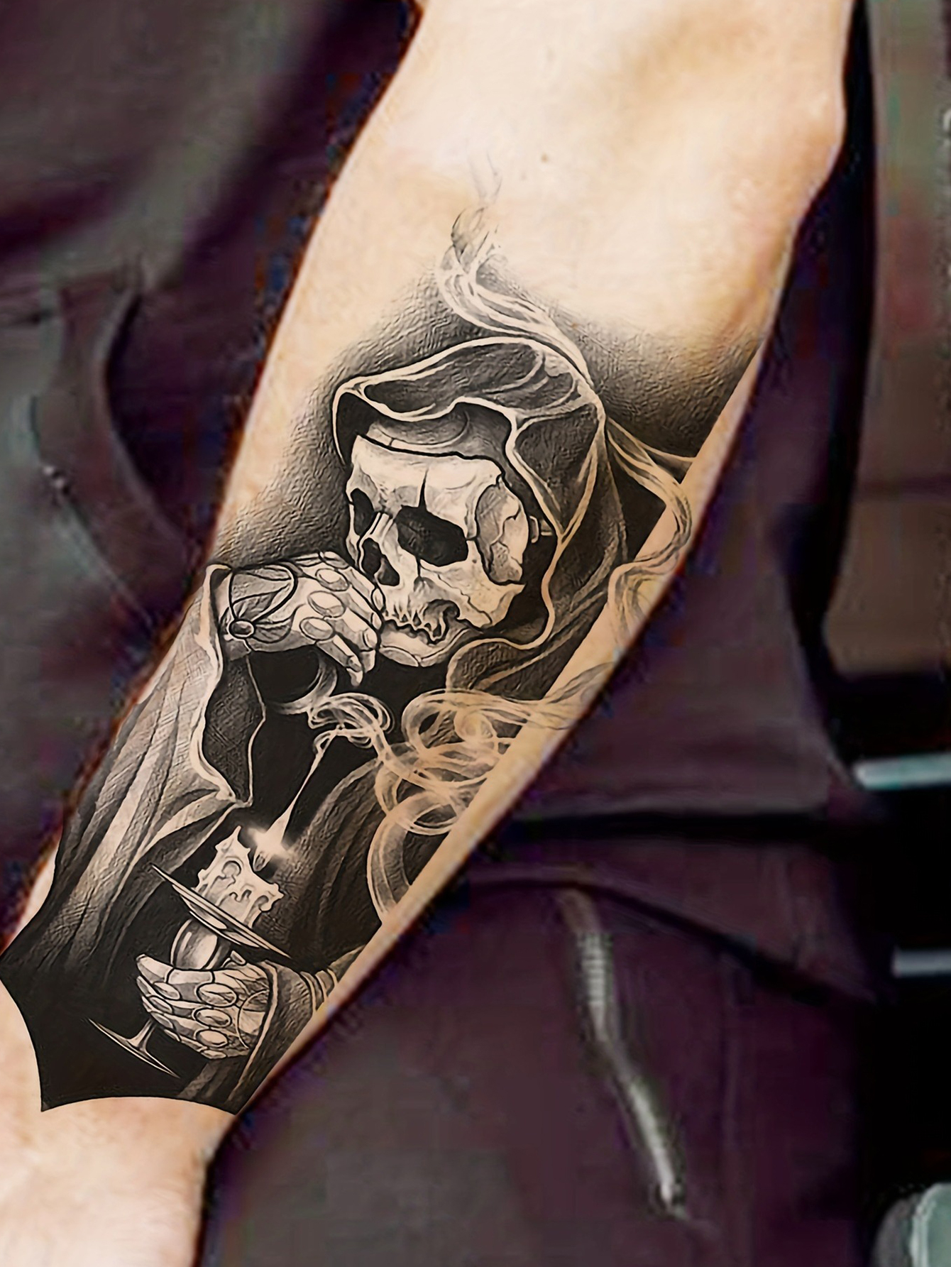 Realistic Death Skull Temporary Tattoo